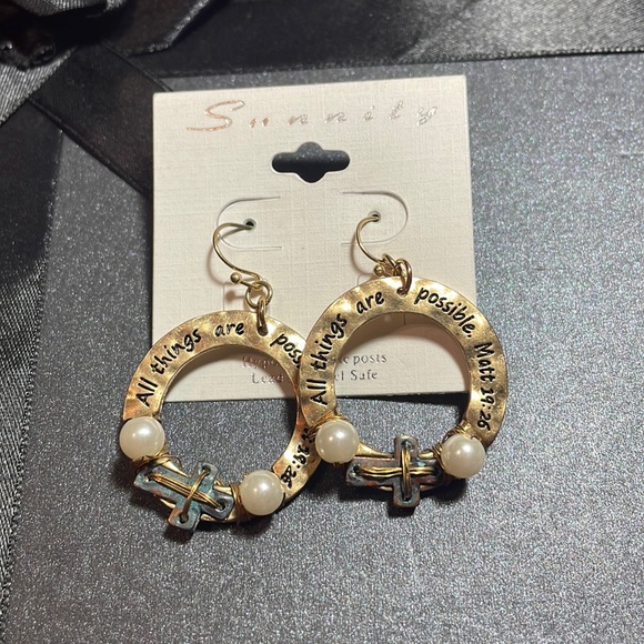 sinnity Jewelry - 🎀3/$18🎀 NEW All things are Possible Matt 19:26 Earrings NWT